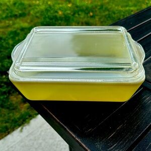 Vintage Pyrex Yellow 503-B Refrigerator Casserole Baking Dish w/Clear Glass Lid